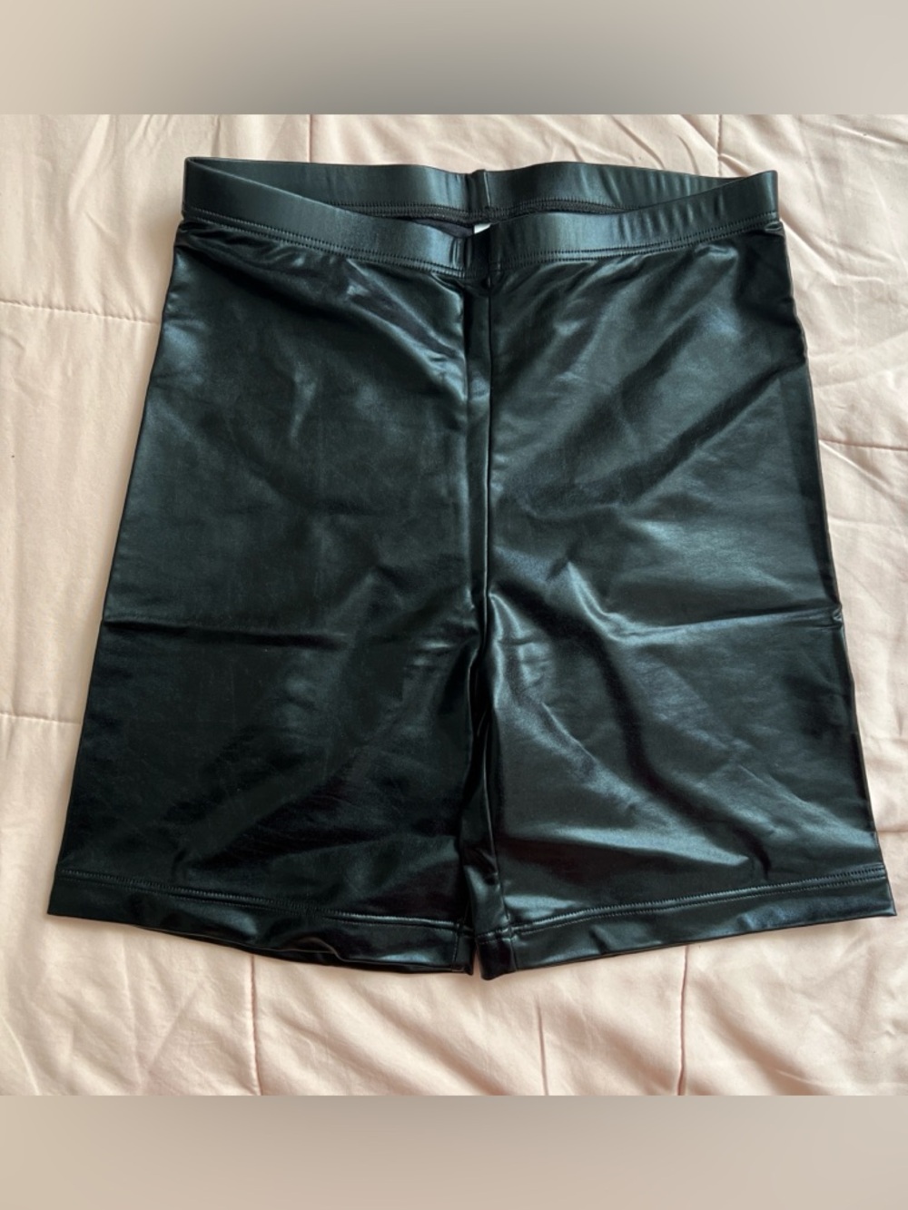 American Apparel Black Faux Leather Bike Shorts